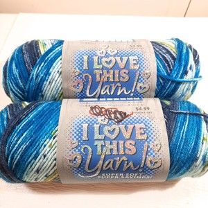 I Love This Yarn #874 Nova Scotian Sky blue varigated ombre set 2 skeins acrylic